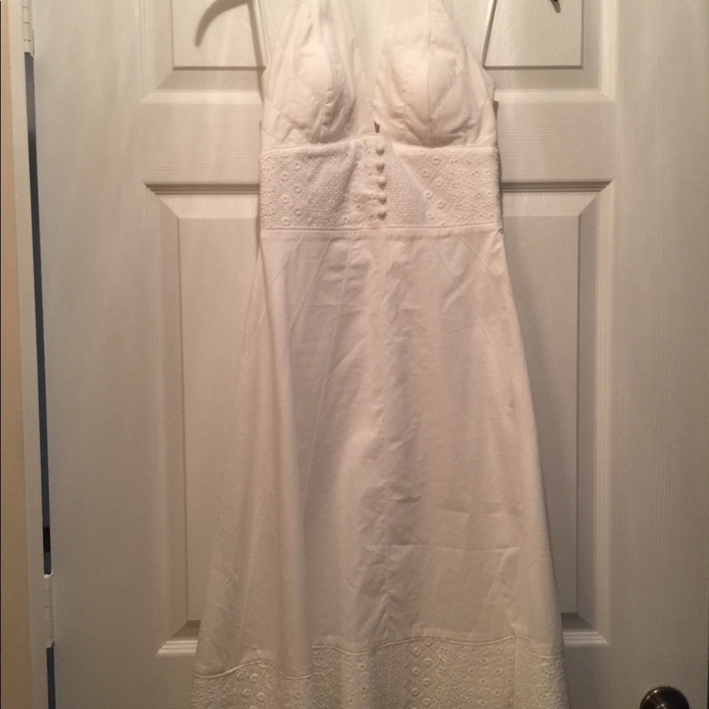 White House Black Market White Halter Dress sz 0